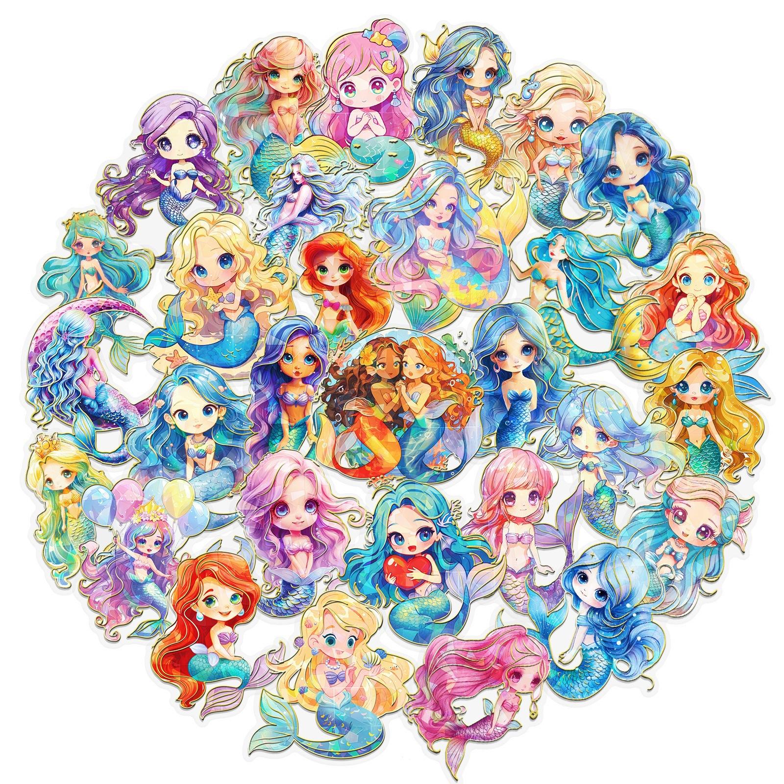 

30-120 High-value Fairy Tale Series Transparent Gold-plated Laser Waterproof Stickers Decorative Pet Stickers