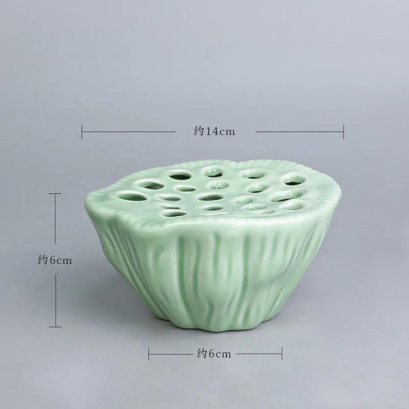 Japanese Style Ikebana Holder Ceramic Lotus Shape Ikebana Flower Arrangement Vase Tea Table Zen Kenzan Flower Art Fixed Tool
