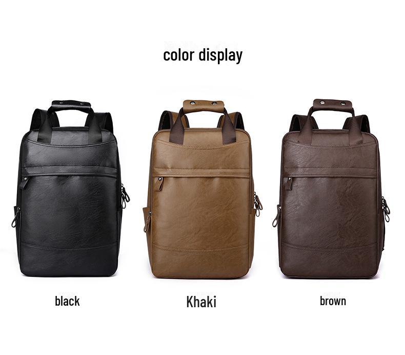 Men's PU Backpack - Large Capacity College, Business, Travel & Casual Bag