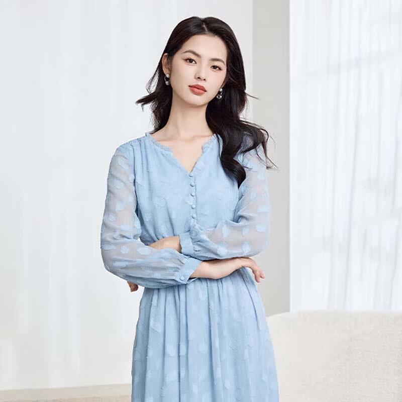 

JESSIE Elegant Floral V-Neck Long Sleeve Dress S