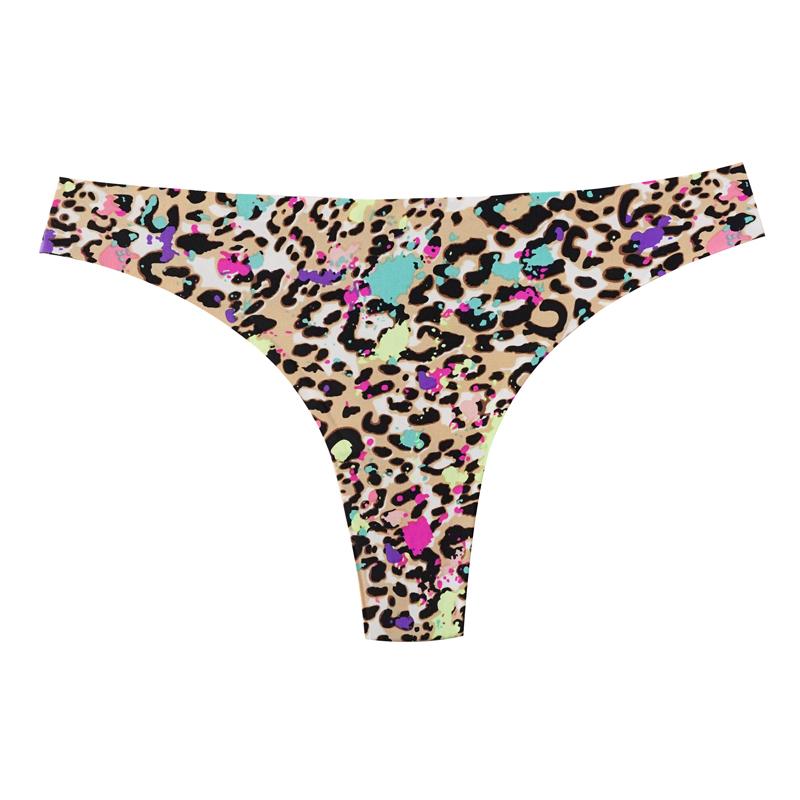 CINOON Women’s Sexy Seamless Thong One Piece Ice Silk Low Rise T‑Back  Pure Desire Printed Sporty G‑String