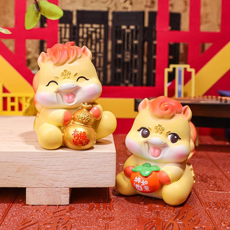2026 Year of the Horse Mascot Doll Car Ornament Zodiac Horse DIY Desktop Decoration Cute New Year Gift
