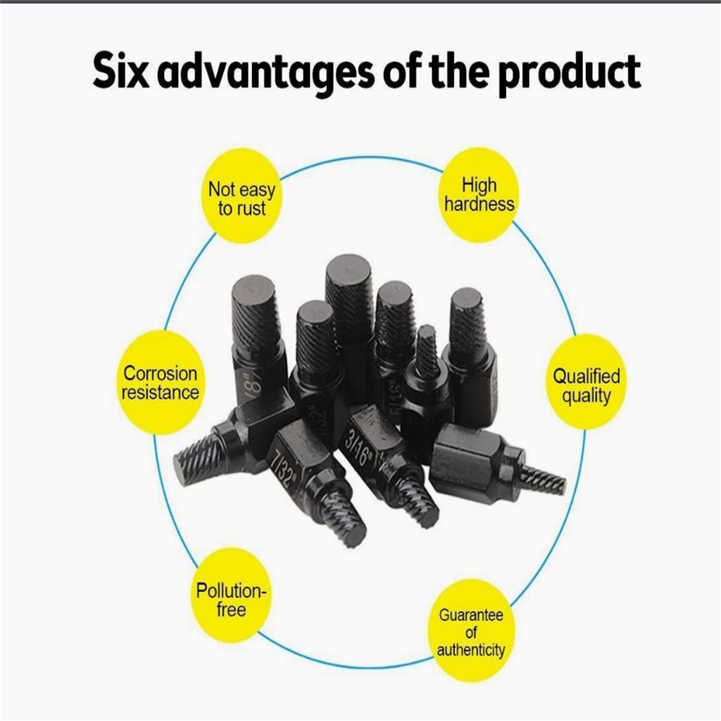 Damaged Screw Extractor Set 10pcs Stripped Kit For Broken Bolt Screw All-Purpose Metal Remover Set Gifts For Men