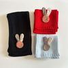 Korean Style Children's Knit Scarf with Cute Rabbit Ears—Unisex Baby Wool Scarf for Autumn & Winter 
