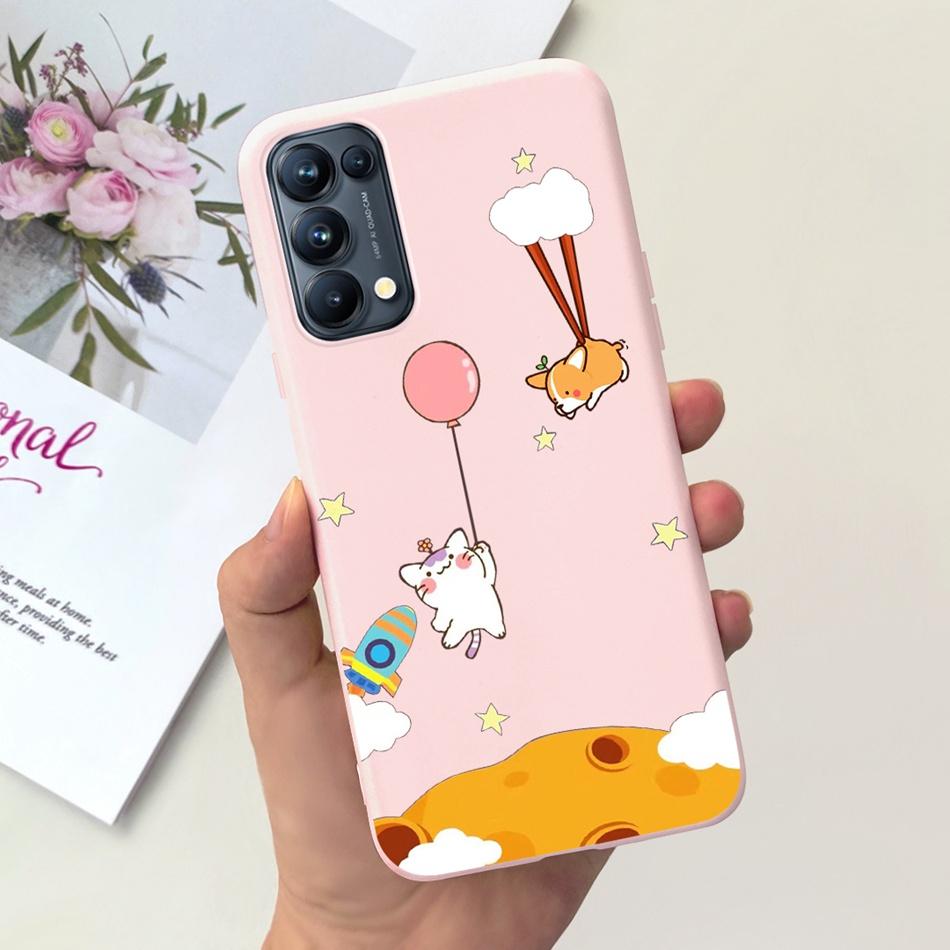 For OPPO Reno5 Pro 5G 4G Reno5 Phone Case Reno 5 5Pro CPH2201 CPH2145 Cute Cat Cartoon Candy Color Soft Silicone TPU Back Cover