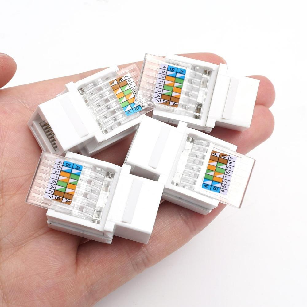 1-10PCS Cat5e Cat6 Tool-Less Keystone Jack Connector Adapter, Keystone Module Connector Internet Network Ethernet LAN Cable Cat6