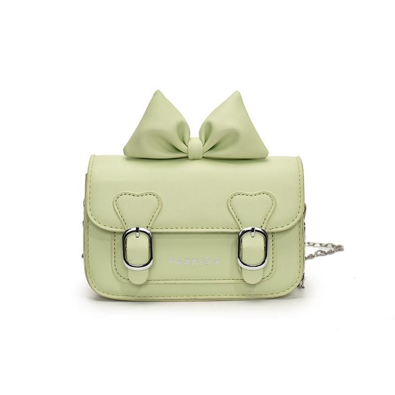 Letter Bow Pattern Solid Color Leather Children Shoulder Chain Bag Shoulder