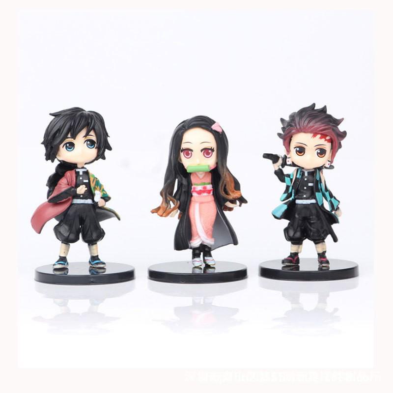 Demon Slayer Q Version 6-Piece PVC Figure Set: Anime Model Ornaments for Cake Decoration