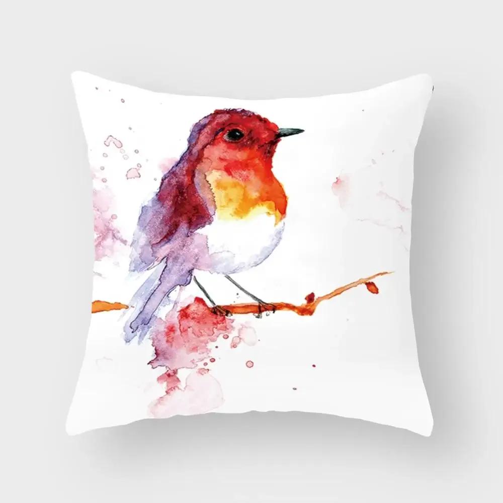 New Cute Animal Bird Flower Pillow Case Sofa Bedroom Living Room Seat Car Cushion Cover Home Decoration Pillowcase 45*45Cm