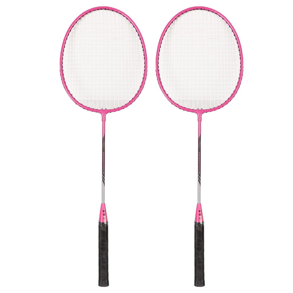 Badminton Rackets Iron Alloy Lightweight Badminton Racquets with 3 Balls for Beginners Student Training Pink