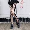 Women Thin Solid Color Japanese Style Lolita Jk Ripped Suspender Over Knee Pantyhose