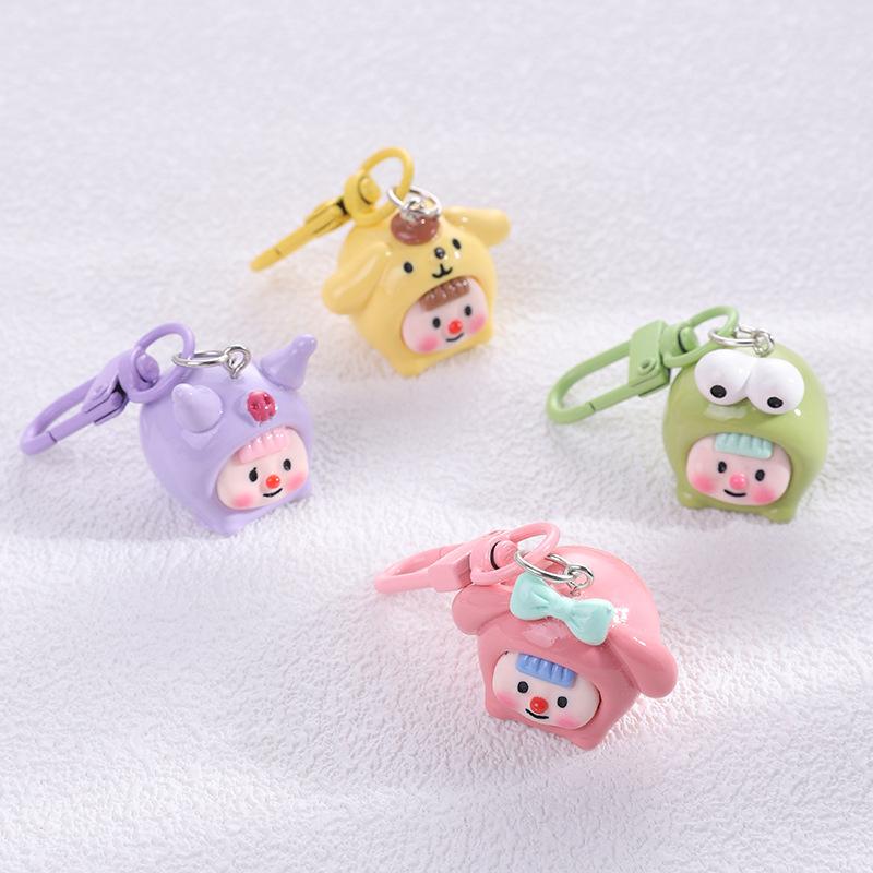 Cartoon  Doll Keychain Cute Three-Dimensional Doll Keychain Pendant Creative Backpack Decoration Accessories Gifts