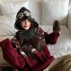 Handcrochet Flower Beanies Hat for Women Winter Soft Warm Balaclava Hat Shopping Scarf Caps Outdoor Windproof Neckwrap Hat