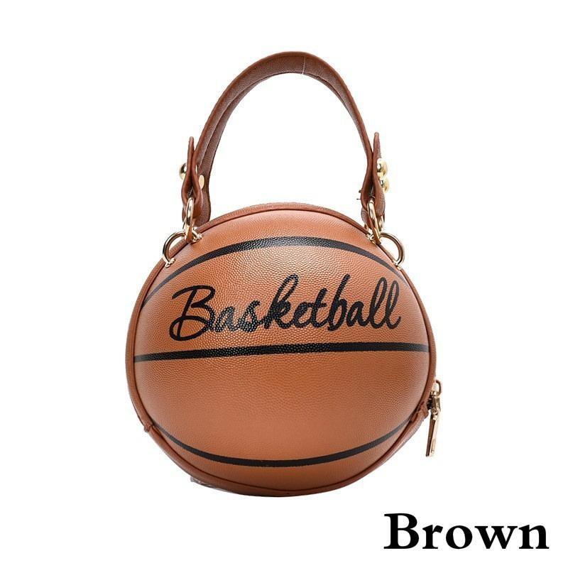 Basketball Handbag Small Round Bag Basketball Bag Letter Printing Shoulder Bag