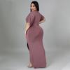 Fashion Plus Size Women's Sexy Nightclub Irregular Split V-Neck Dress