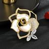 Hollow Fritillary Zircon Camellia Brooch Women'S Light Luxury Elegant Corsage Suit Coat Elegant High-End Small Fragrance