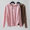 Vintage Hooded Pullover Sweater Solid Color V-Neck Knitwear Top Loose Long Sleeve Autumn Winter
