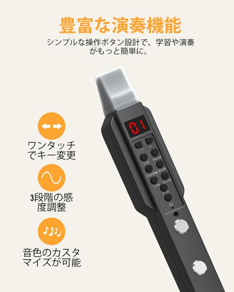 OYAYO EWI02 Pro Portable Digital Wind Instrument with 10 Voices, MIDI & Bluetooth Support, Built-in Compact Electronic Wind Instrument for Beginners