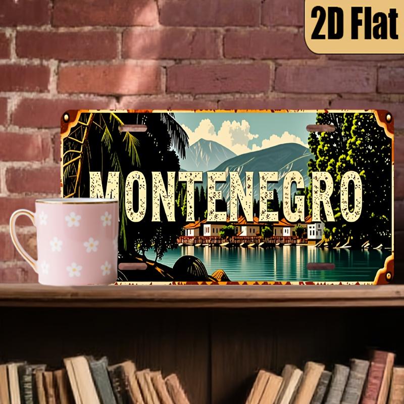 vintage Black Mountain themed license plate  tropical palm tree decoration suitable for home office wedding classroom 15x30cm(5.9x7.8inch)