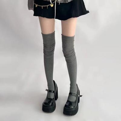 Pleated Layered Long Socks, Thin Solid Color, Sweet and Alluring, Spliced Over-the-knee Thigh-high Socks for Women