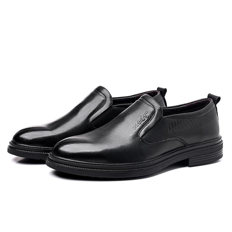 Men's shoes first layer cowhide leather thick sole soft sole comfortable casual shoes round head foot cover men's business casual leather shoes