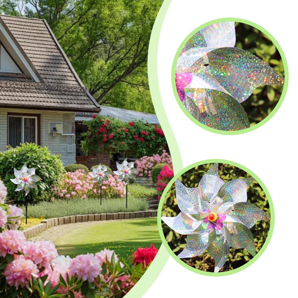 Material Easy Installation Windmill Multi-Purpose Decoration Windmill Sparkling Octagonal Laser Windmill Dur-able Outdoor