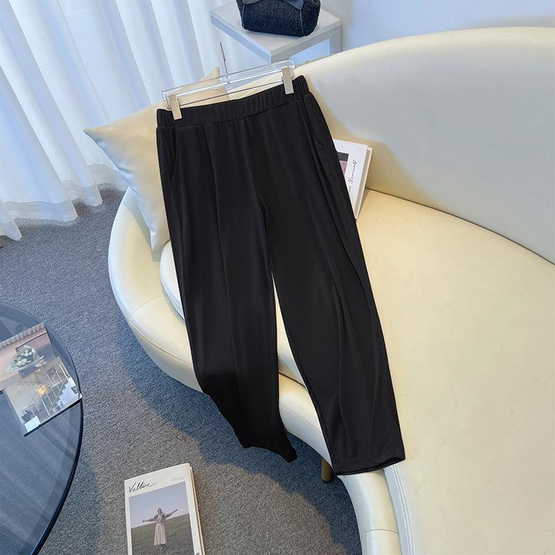 

Women s Extra Large Ice Silk Ribbed Elastic Harem Pants - Casual, Loose, Nine-Point Length 7XL (220-240jin)