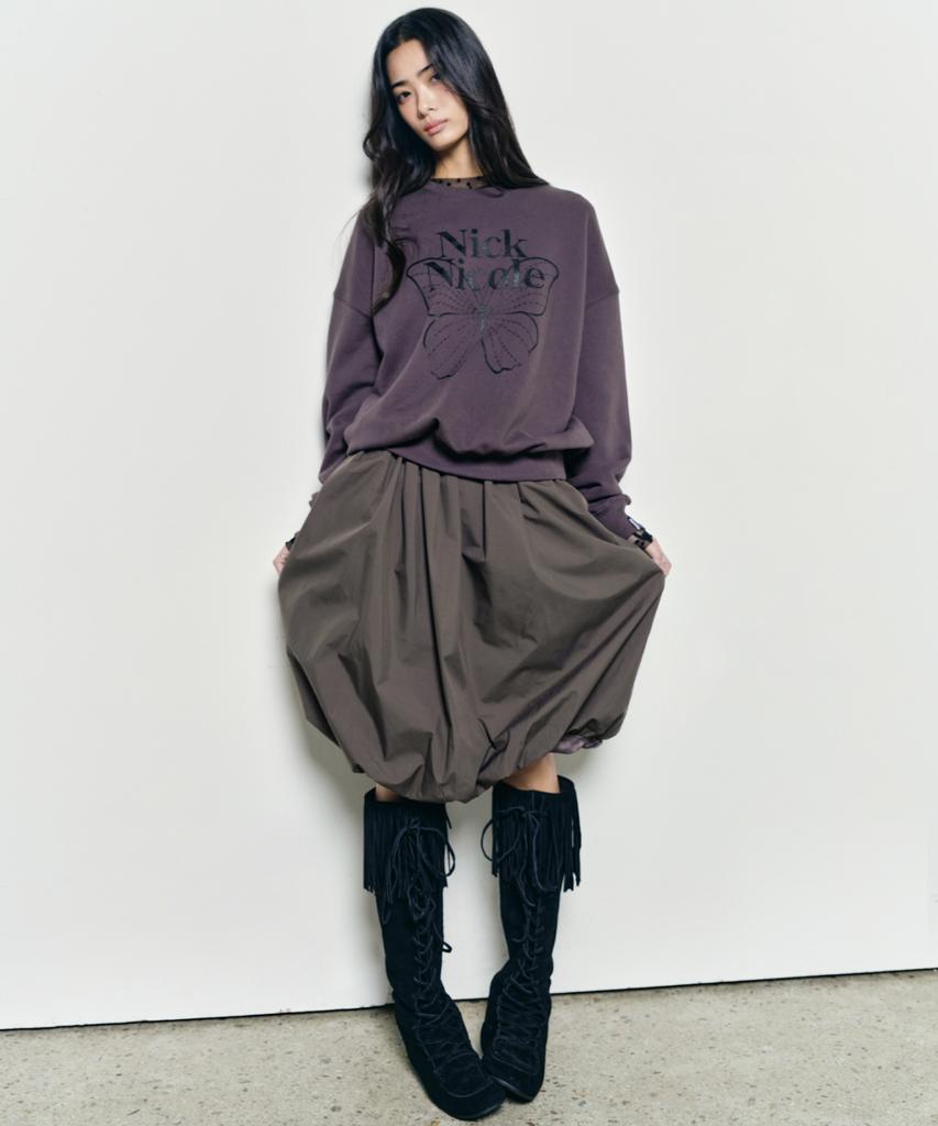 Nigaennikol Butterfly Volume Balloon Skirt_Charcoal