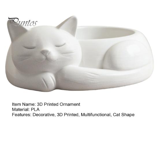 Pot de fleurs chat mignon Support de rangement pour bijoux imprimé en 3D, Pot de fleurs pour succulentes, Style de décoration à texture délicate nordique Organisateur de bureau pour bagues