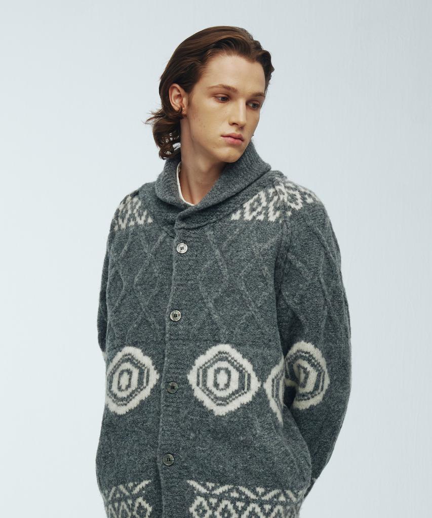 Knitted Bulky Wool Cowichan Jacket Cardigan Grey