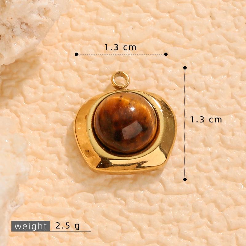 Irregular 3D Tiger's Eye 18K Gold Plated Stainless Steel Pendant Necklace.