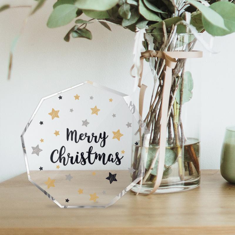 Souvenir für Freunde und Angehörige Zuhause Neunseitige Transparente Acryl-Weihnachtsornamente