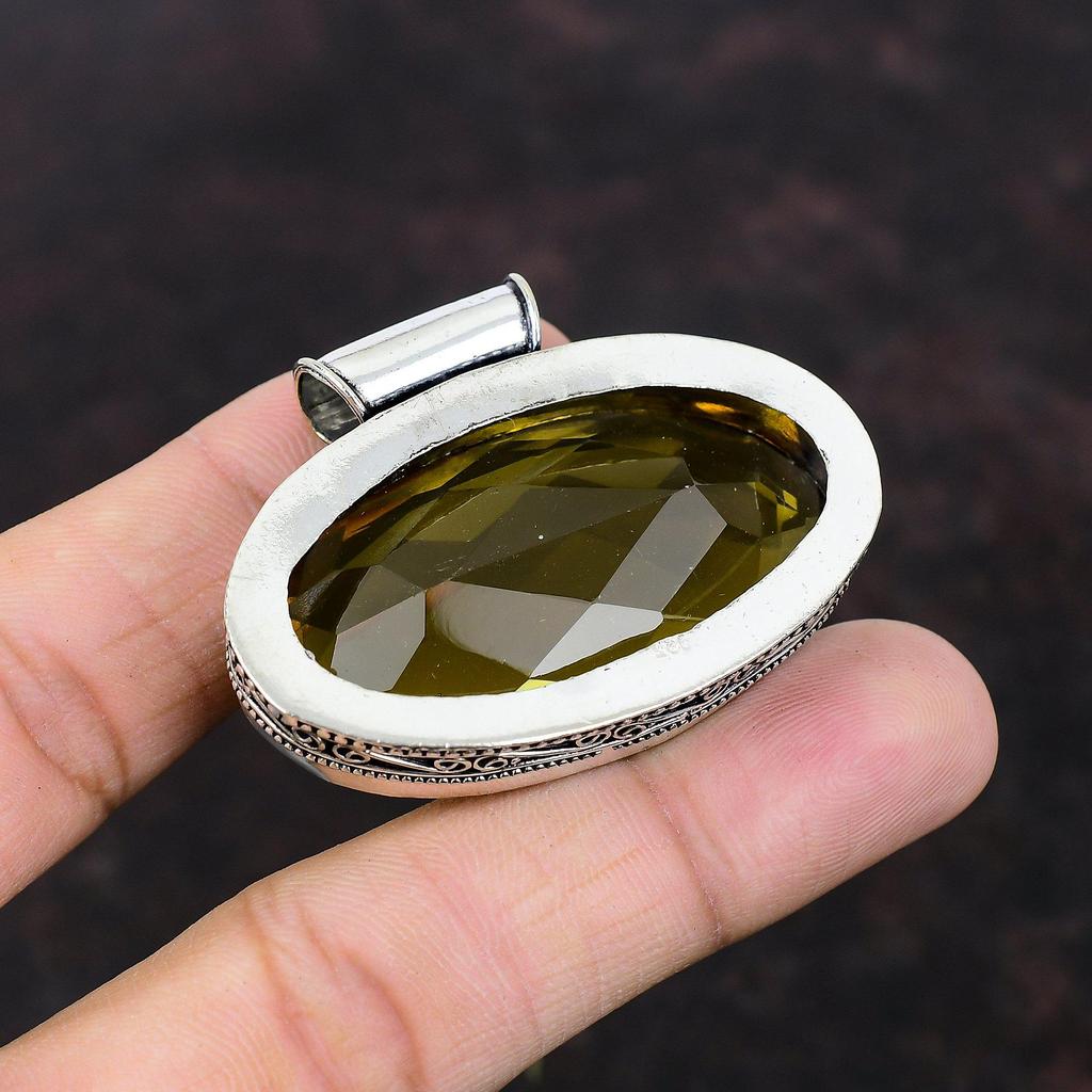 Faceted Citrine Pendant Vintage Handmade Pendant 925 Sterling Silver Pendant Original Gemstone Jewelry Healing Stone Pendant Gift For Mother