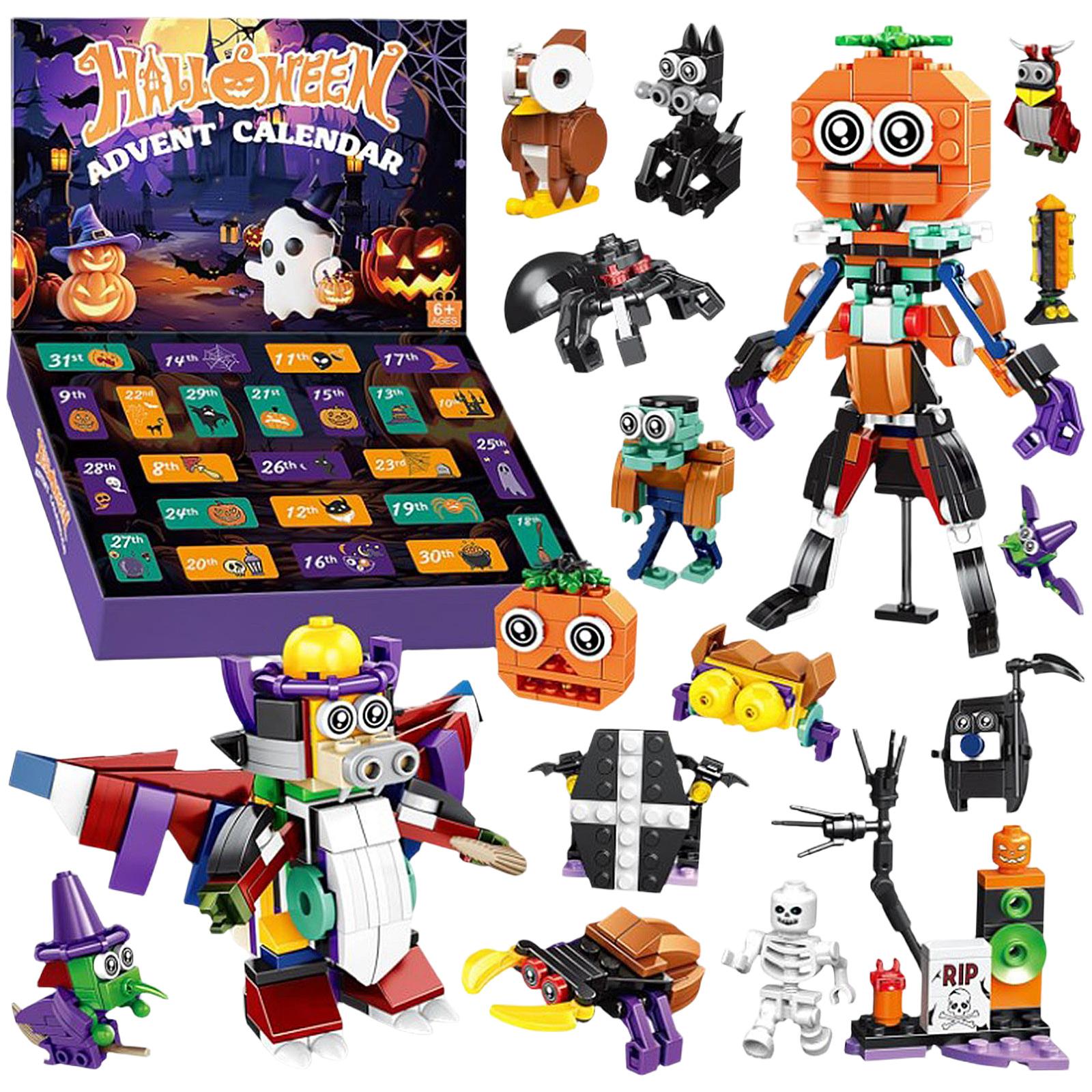 

Хэллоуин Адвент-календарь Конструктор для детей, взрослых, подростков, Календарь обратного отсчета до Хэллоуина, Набор кирпичиков Сюрприз Игрушка Подарок One Size