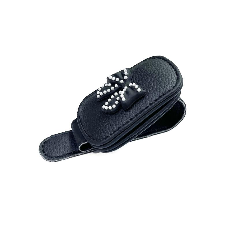 Car Sun Visor Glasses Clip Cute Pink Bow Durable ABS Material Sunglasses Storage Holder Auto Interior Decor