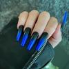 Black & Blue Gradient Ballet Press-On Nails: Waterproof, Removable Nail Art Stickers