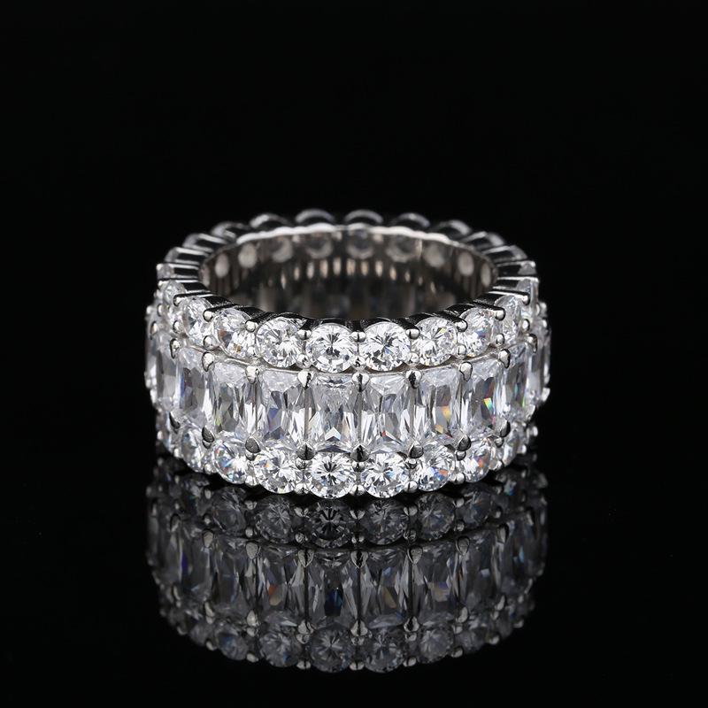 Mujing High-End Simulated Diamond Gemstone Ring for Women - Micro-paved Zircon.
