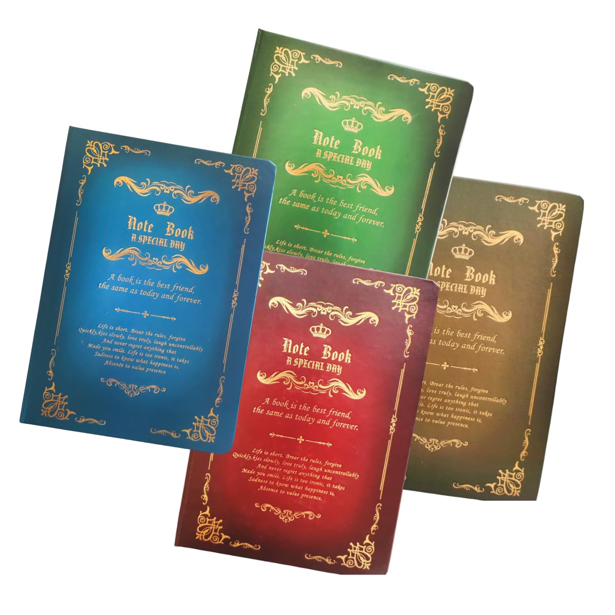 RYUBOF Adult Diary Stylish Vintage Antique Design Magic Book Style Retro A5 Easy to Write Gift of 4 Notebook, Notebook, Size, In, (Set Colors)