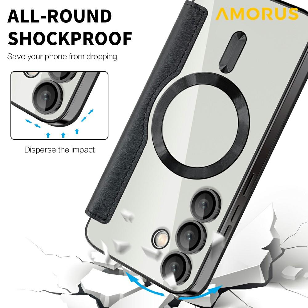 For Samsung Galaxy S24 FE Case Compatible with MagSafe RFID Blocking Card Holder Leather Phone Cover