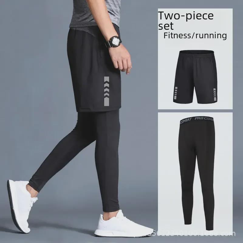 Férfi Gyorsan Száradó Magas Rugalmasságú Edzőrövidnadrág Szett: Futás, Kosárlabda, Kompressziós Leggings