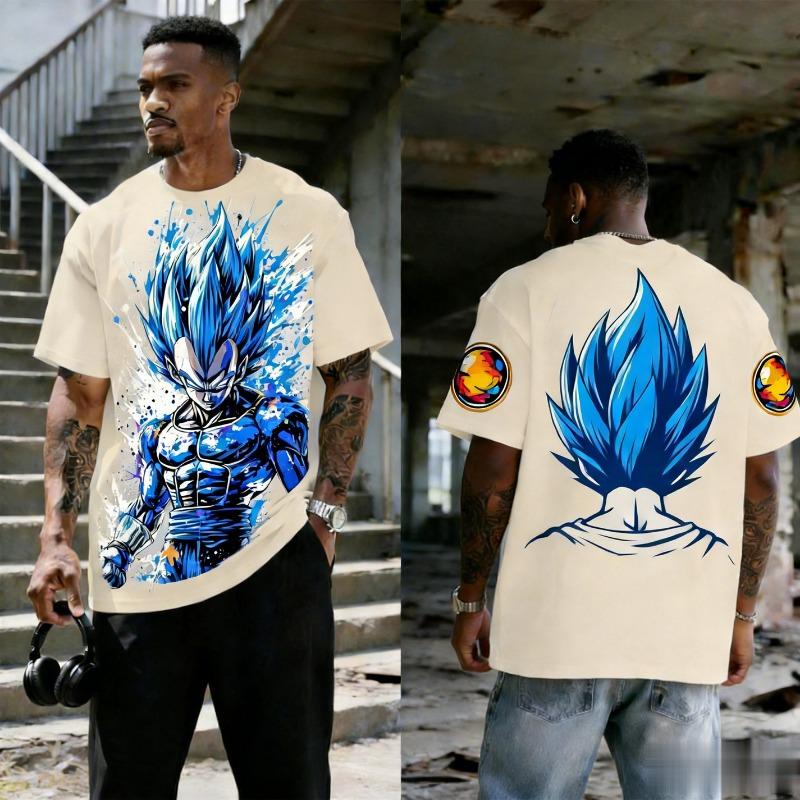 2026 Dragon Ball Vegeta Printed Trendy Versatile Short Sleeve T-Shirt Y2k Style Summer Men's Casual