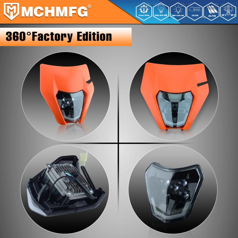 MCHMFG Dirt Bike Motorcycle Headlight Headlamp FOR KTM EXC EXCF SX SXF XC XCF XCW XCFW 125 250 300 350 450 530
