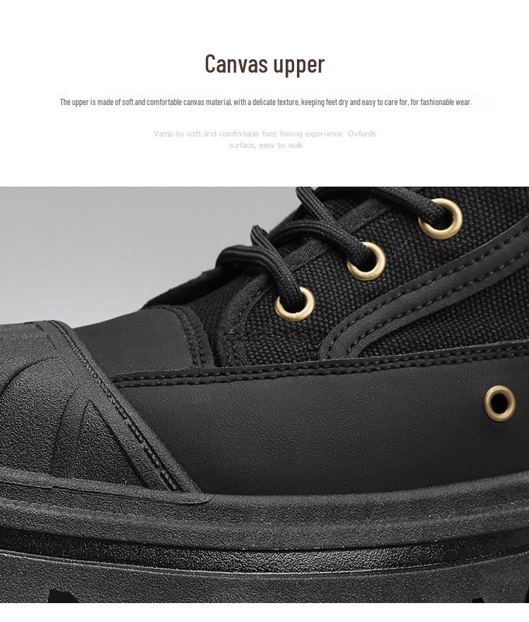 Martin Men's High-Top Canvas Boots: Spring, Thick-Soled Casual Workwear Motorcycle Shoes