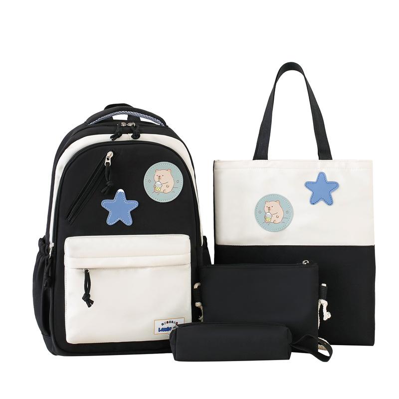 

Korean Style Schoolbag Four Piece Set for Primary and Secondary School Students Backpacks for Girls Fresh and Sweet Backpacks