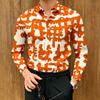 Men's Abstract Graffiti Print Long-Sleeve Shirt, Smooth Drape, Trendy Lapel Shirt, High-Street Luxury Versatile Men's Top