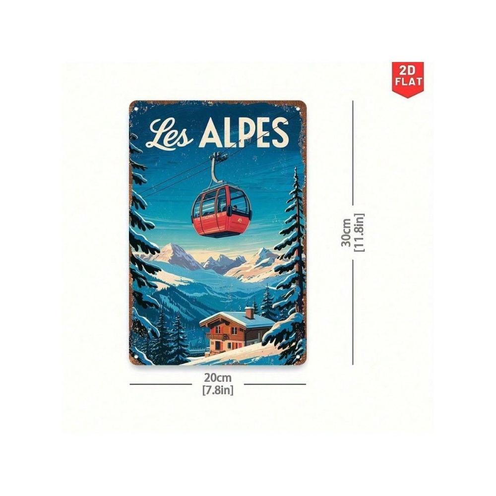 Vintage Metallwandkunst Skifahren Berg Poster Heimdekoration