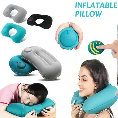 Portable Foldable Inflatable U-Shaped Neck Pillow Lightweight Travel Pillow for Car Airplane Neck Waist Support Cushion