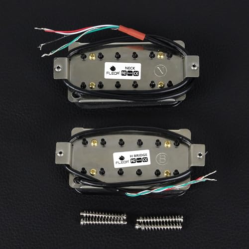 FLEOR Neck+Bridge Pickup Set Double Coil Humbucker Pickups for Electric Guitar Pickup Replacement-Black