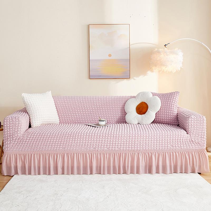 Romantic Seersucker Elastic Sofa Cover Adjustable High Stretch Slipcover Furniture Protector For Living Room Bedroom Home Decor