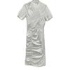 CLANE 25 Stainless Steel 18112-5182 White Random Shirring One Piece Dress 1 whiteUsed